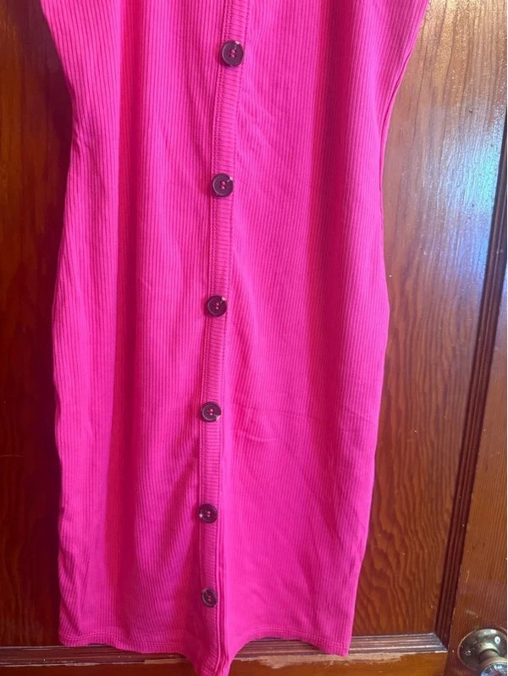Hot Pink Ribbed Bodycon Dress - Medium - Picture 3 of 15